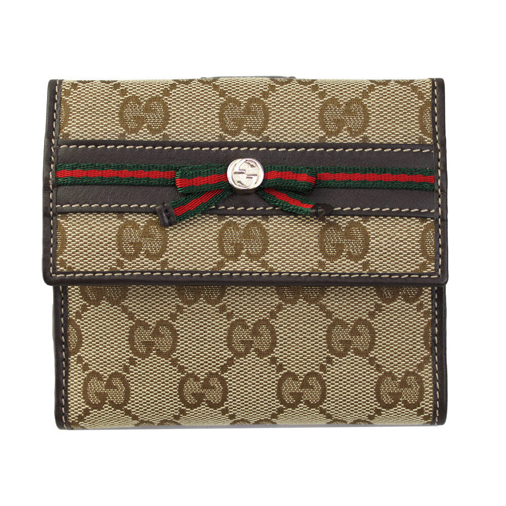 GUCCI Double Snap Wallet GG Canvas Beige